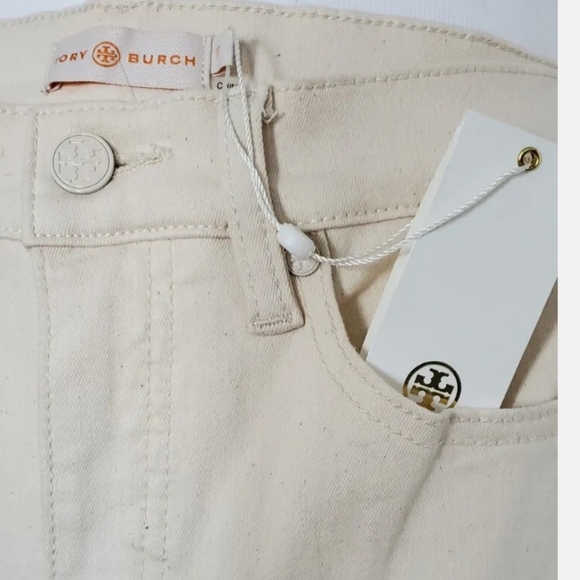 SOLD ‼️  Tory Burch Women's Lana Embroidered Cuff Jeans Pompom NWT $248.00 27 SM - Picture 8 of 9